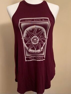 American Eagle Outfitters Burgundy Graphic Halter Tank